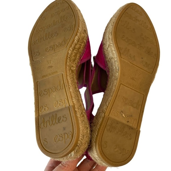 Gaimo Ronda Fuchsia Pink Silk Jute Platform Espadrilles sz 37 / US 6.5-7 - Picture 5 of 10